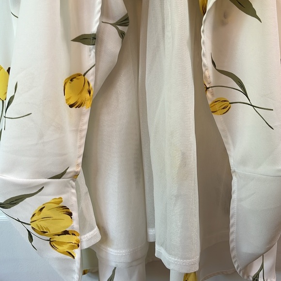 Lush White & Yellow Floral High Neck Mini Dress - Size Medium - Picture 5 of 8